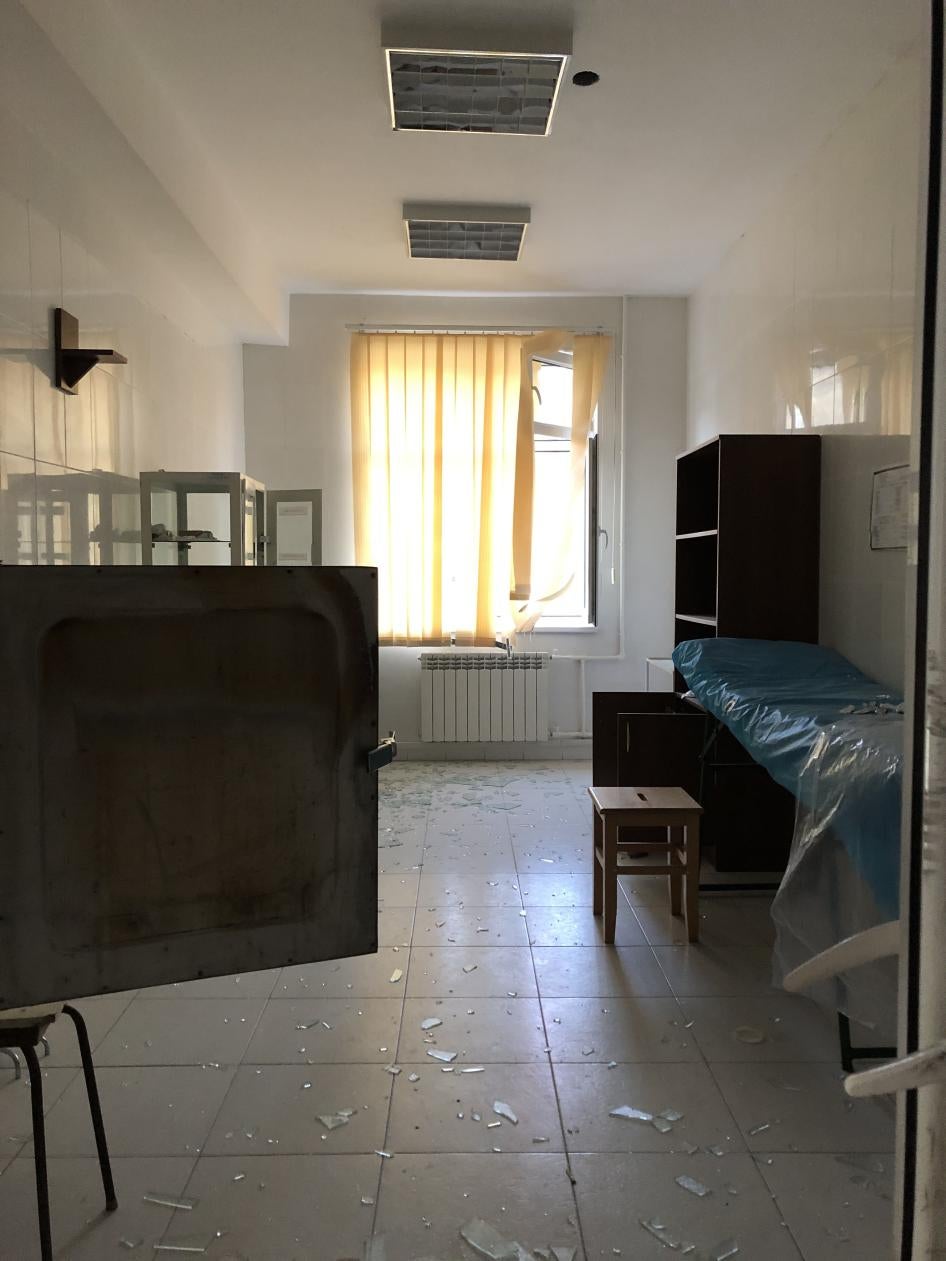 One of the rooms at the Martakert military hospital damaged in the October 14, 2020 attack by Azerbaijani forces, Martakert, Nagorno-Karabakh.