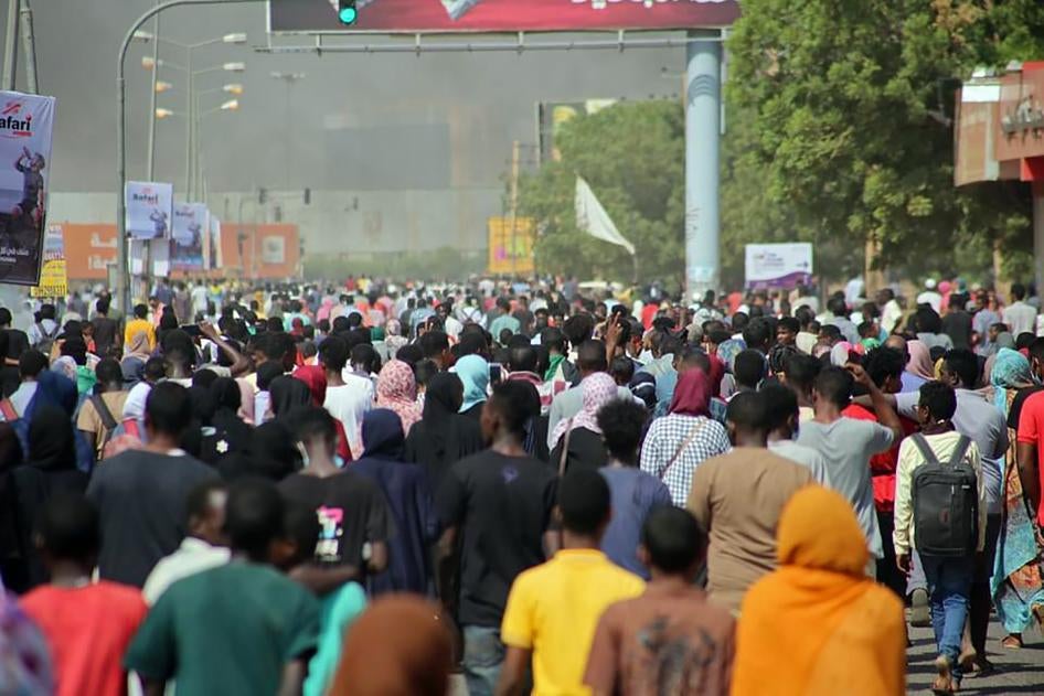 A crowd of protesters in the street