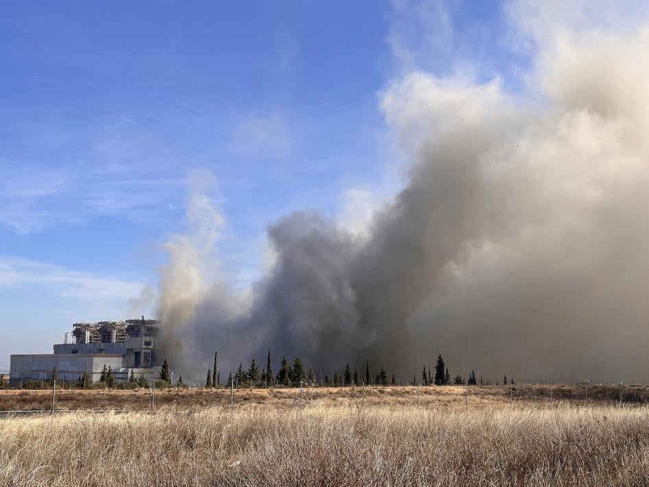 The chimney of the coal-powered thermal power plant of Teruel was demolished after having closed in 2020 in Andorra, Spain.