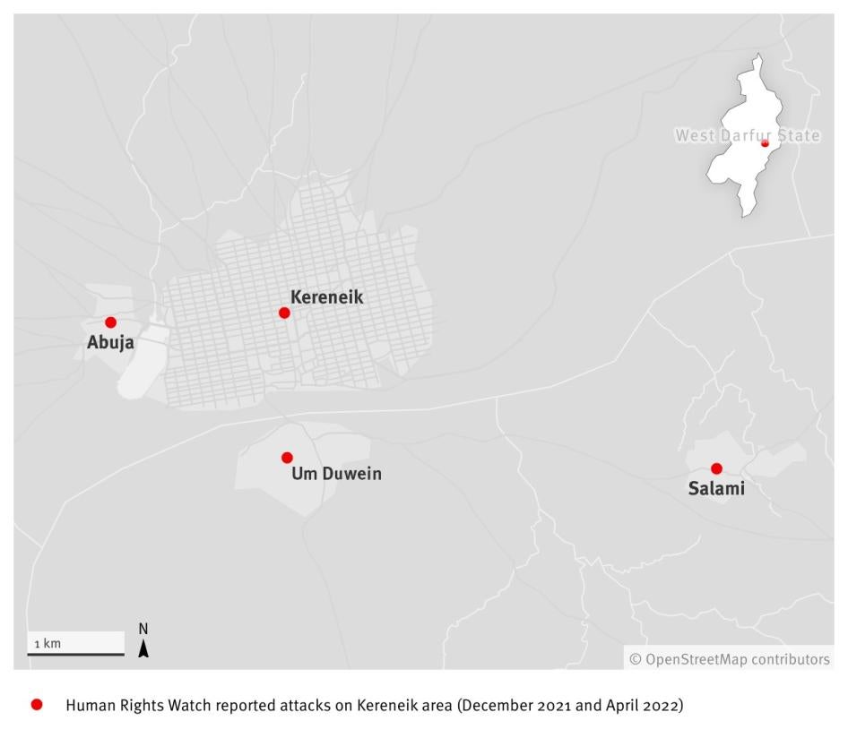 Locations of the reported attacks on Kereneik area in December 2021 and April 2022. 