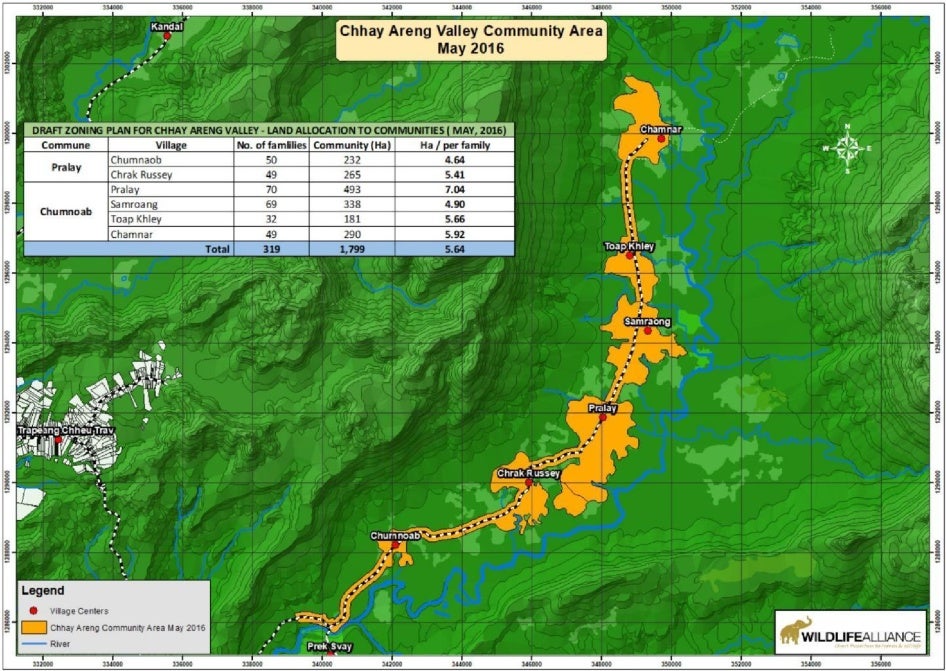 Map of community land in Chumnoab and Pralay communes in Areng Valley