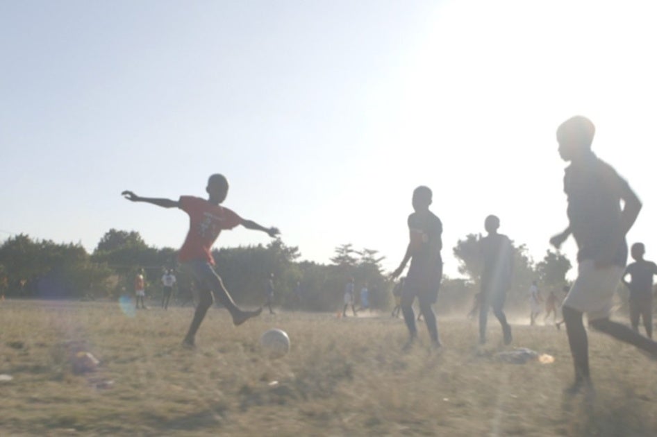 Children playing football