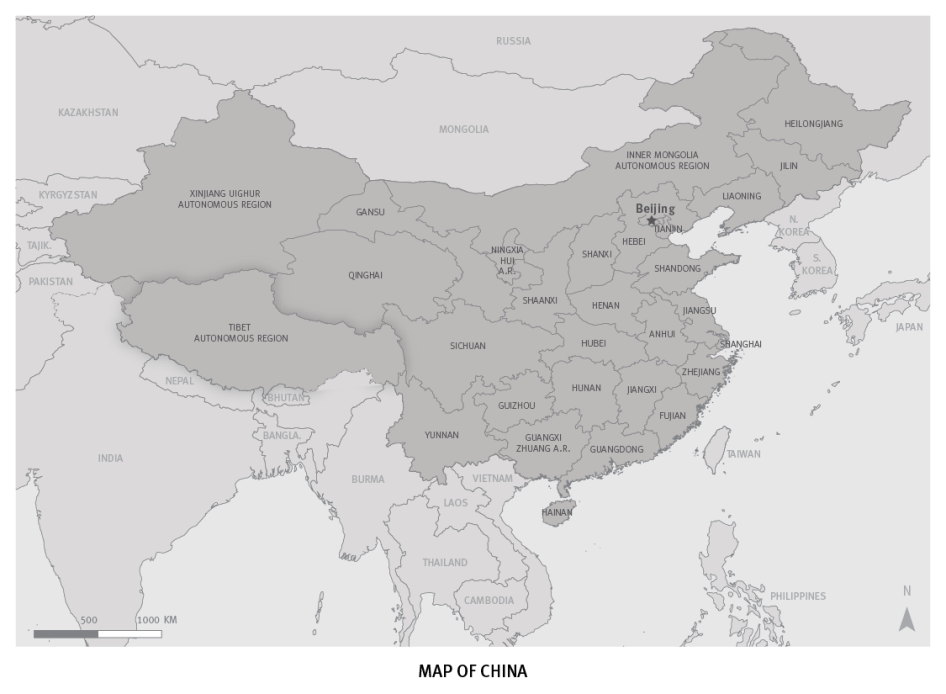 Map of China and Tibet