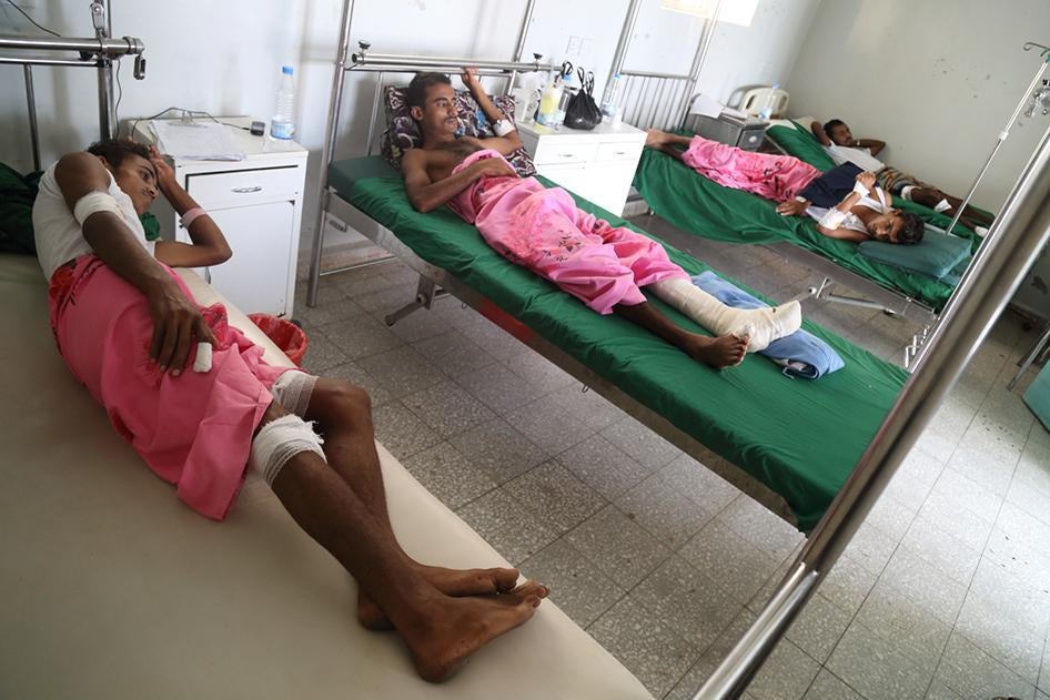 Four members of the Hayash family who were injured in a cluster munition attack on al-Qufl village in mid-July. 