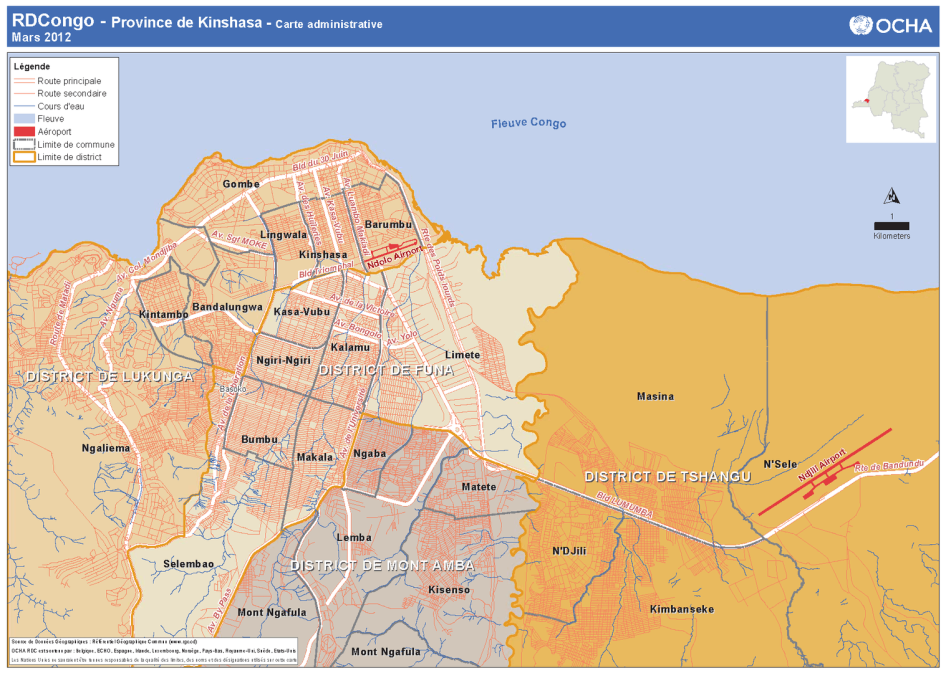 Carte gracieusement fournie par le Bureau des Nations Unies pour la coordination des affaires humanitaires (OCHA). N.B. L’inclusion de frontières, de noms et de légendes dans cette carte n’implique ni l’approbation ni l’aval officiel par les Nations Unies