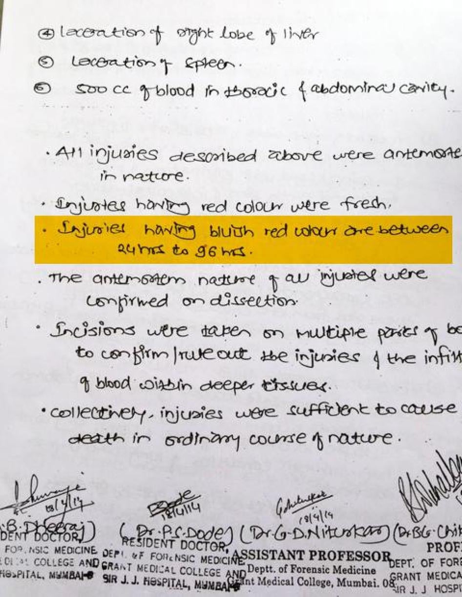 Copy of post-mortem report of Agnelo Valdaris, April 18, 2014.