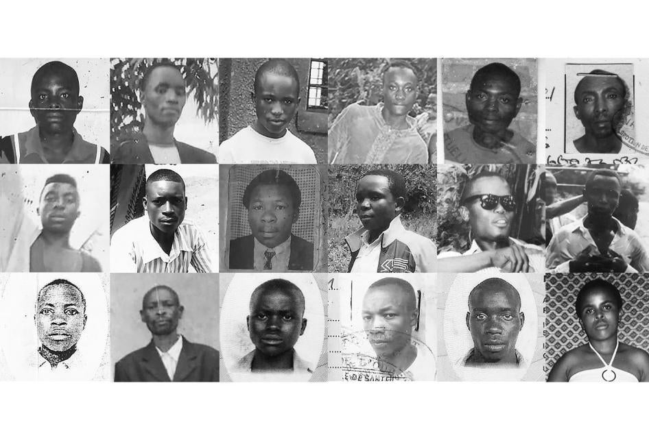 Cover showing faces of people who have been executed in Rwanda for petty crimes. 