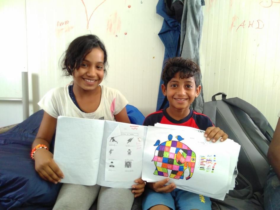 "Majida" and her brother "Ziyat" from Iraq live in the camp of Vial on Chios island since May 2017. They do not go to school, but study English and Greek in courses offered by a nongovernmental group. 