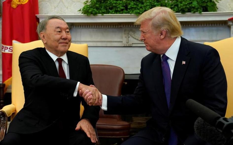 U.S. President Donald Trump meets with Kazakhstan President Nursultan Nazarbayev at the White House in Washington, U.S., January 16, 2018.