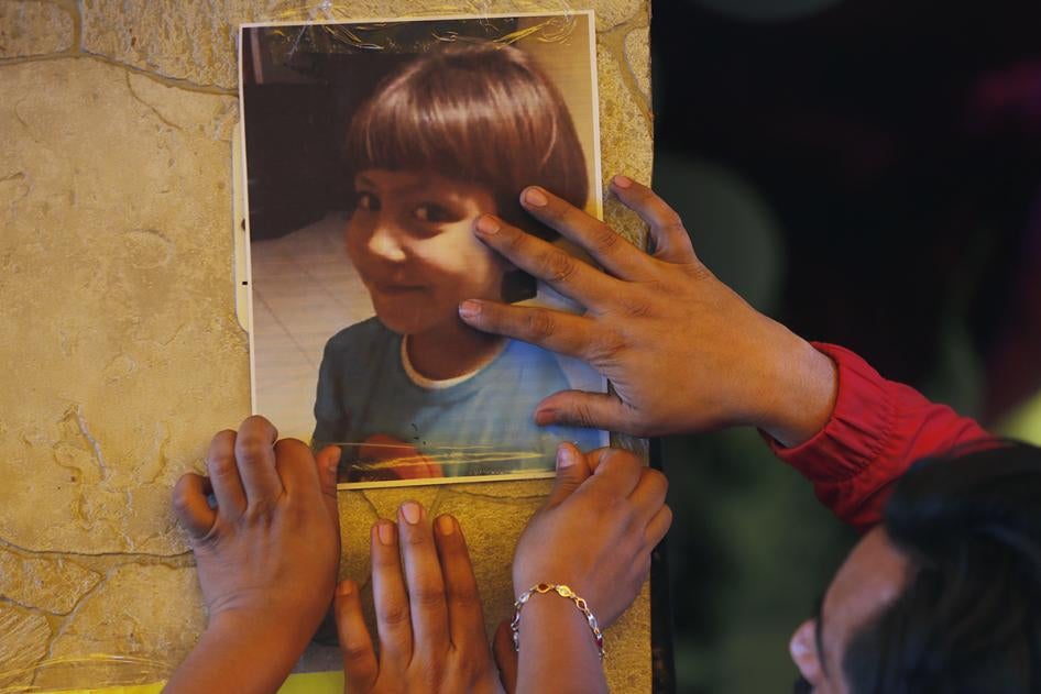 Relatives post a photo of Fatima, a 7-year-old girl who was abducted from the entrance of the Enrique C. Rebsamen primary school and later murdered, at her home in Mexico City, February 17, 2020.
