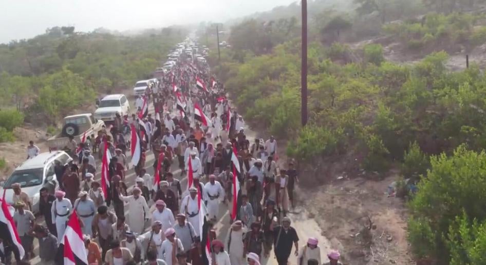 An anti-Saudi-led coalition rally by Houff district (مديرية حوف) residents in al-Mahrah, May 4 , 2019. 