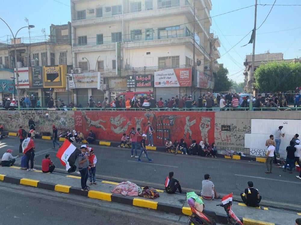 الكتابة على الجدران هي إحدى أشكال الاحتجاج الفني. © 2019 بلقيس والي/هيومن رايتس ووتش