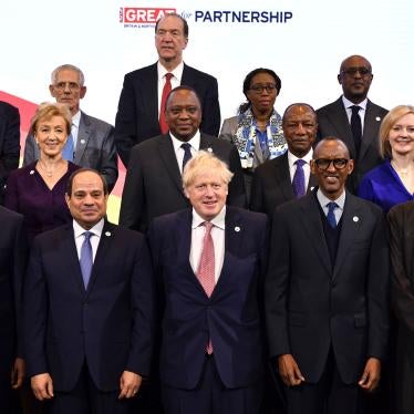 United Kingdom Prime Minister Boris Johnson (front row, center) poses for a photo with African state leaders and international officials at the UK-Africa Investment Summit in London, January 20, 2020. 