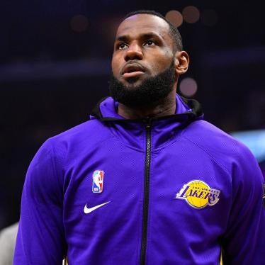 Los Angeles Lakers Forward LeBron James looks on before a NBA game in Los Angeles, California, March 8, 2020.