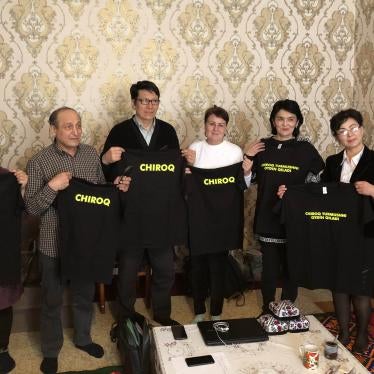 Azimbay Ataniyazov, second from the left, and Chiroq’s members, Nukus, Uzbekistan.