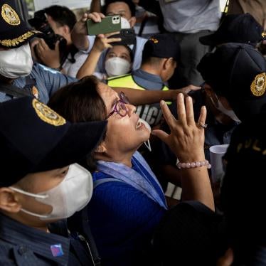 Duterte critic and former senator Leila de Lima reacts as she leaves the Hall of Justice where she was acquitted of a drug charge in Muntinlupa City, Philippines.