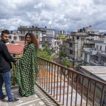 Same-sex couple Surendra Pandey, left, and Maya Gurung, celebrate an interim order issued by the country's Supreme Court enabling the registration of same-sex marriages for the first time, Kathmandu, Nepal, June 29, 2023. 