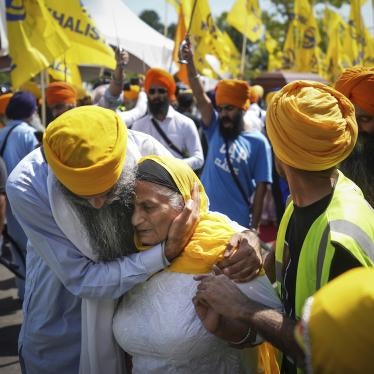 People mourn Sikh community leader and temple president Hardeep Singh Nijjar during funeral services for him, in Surrey, British Columbia, Canada, June 25, 2023.