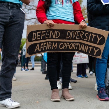 A rally in support of keeping affirmative action policies outside of the US Supreme Court in Washington, DC, October 31, 2022.