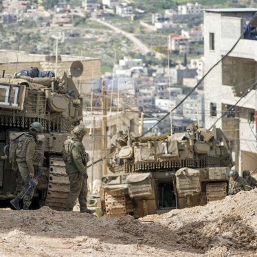 Israeli tanks are deployed during an ongoing army operation in the Jenin refugee camp in the occupied West Bank, February 24, 2025.