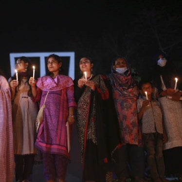 A candlelight vigil marks International Women's Day in Dhaka, Bangladesh, on March 8, 2021. 