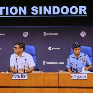 Indian army officer Col. Sofia Qureshi (L), India's Foreign Secretary Vikram Misri (C) , and Indian air force officer Wing Commander Vyomika Singh address a press conference after India carried out missile strikes in Pakistan, in New Delhi, India, May 7, 2025.
