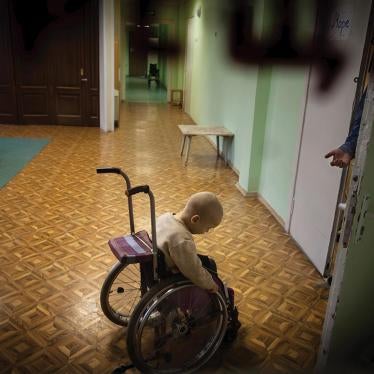 A child in a Russian state orphanage for children with disabilities.