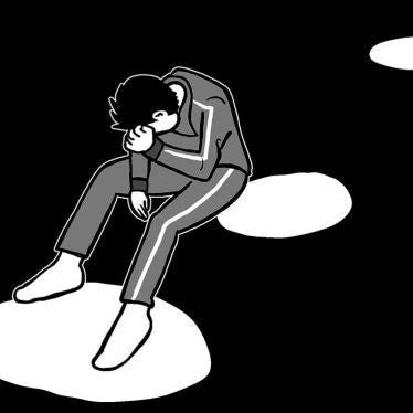 manga drawing by Taiji Utagawa of a transgender man with head down in the dark with three white spots leading into the distance 