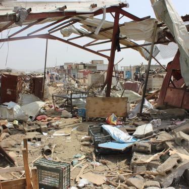 A picture that shows part of Mastaba Market destroyed after Saudi-led coalition strike.