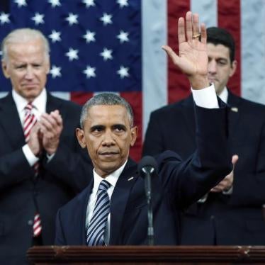 U.S. President Barack Obama waves at the conclusion of his final State of the Union address to a joint session of Congress in Washington January 12, 2016.