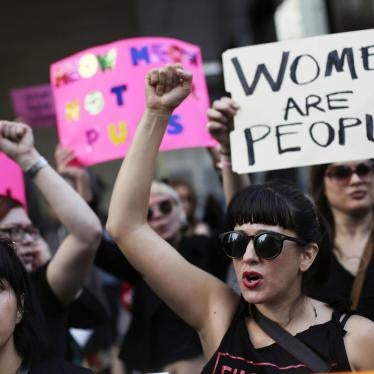 Women take part in a protest against then Republican presidential candidate Donald Trump outside the Trump International Hotel and Tower in Chicago, Illinois, U.S. October 18, 2016