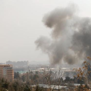 Smoke rises from a military hospital area at the site of blast and gunfire in Kabul, Afghanistan March 8, 2017.