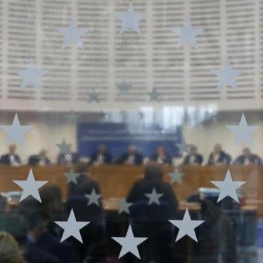 Judges of the European Court of Human Rights sit in the courtroom during a hearing at the European Court of Human Rights in Strasbourg, June 10, 2015.