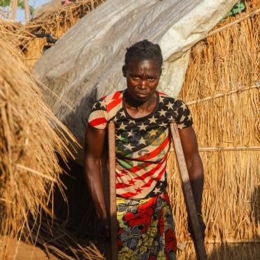 “Blandine,” a 30-year-old woman with a physical disability caused by polio, in a displacement camp in Bambari. She played dead during a UPC attack on the town of Yassine in March 2017 because she could not run away.