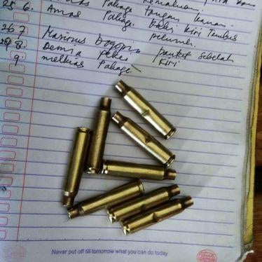 Shell casings allegedly found at the site of the shooting in West Papua, Indonesia, 2017.