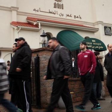 Men walk to Friday Prayer at the Omar Mosque in Paterson, N.J. in 2012 after revelations that the NYPD had crossed into New Jersey to conduct surveillance on Newark and area Muslims.