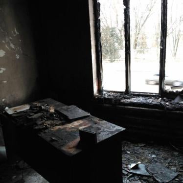 The Ingushetia Office of Memorial Human Rights Center in the aftermath of the January 17 arson attack.