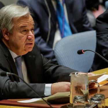 United Nations Secretary-General Antonio Guterres speaks during the United Nations Security Council meeting on Syria at the U.N. headquarters in New York, U.S, April 13.