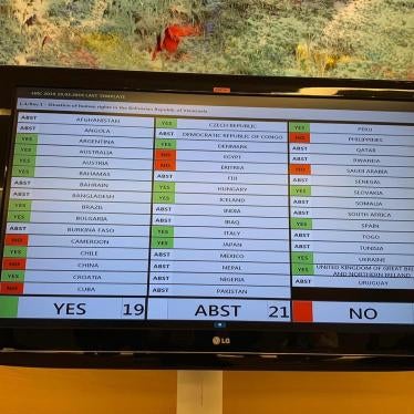 Voting record of the resolution adopted by the UN Human Rights Council on Venezuela, Geneva, September 27, 2019. 